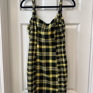 H&M Yellow and Black Checkered Mini Dress
